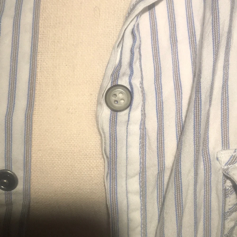 GRAMICCI WHITE GREY STRIPE BUTTON DOWN SHIRT XL - Picture 2 of 5